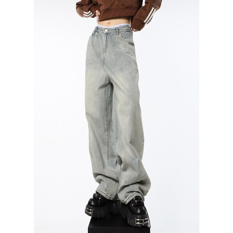 Blue Wide-Leg High-Rise Denim Jeans
