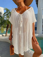 Lace Up Bikini Cover Up WHITE / One Size