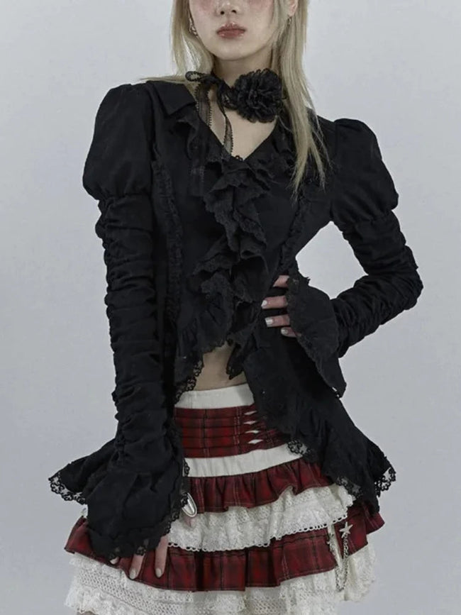 Antique Extended Sleeve Lace Blouse Black / S Main image
