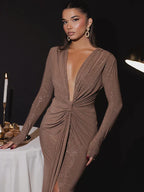 Glitter Dress with a V-Neck