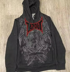Dark Alphabet Graphic Pullover Hoodie black1 / S