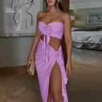 Strapless Pleated Bikini Set