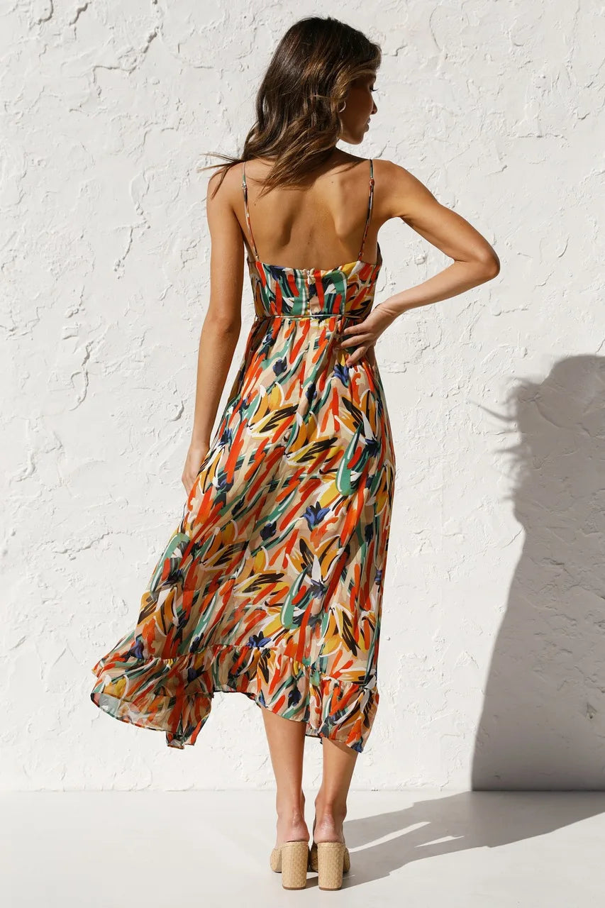 Eye-Graphic Twist-Detail Maxi Dress