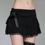 Lace Patchwork Bow A-line Skirt Black / S