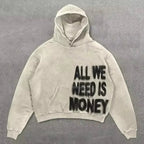 Dark Off Shoulder Pullover Hoodie White / M