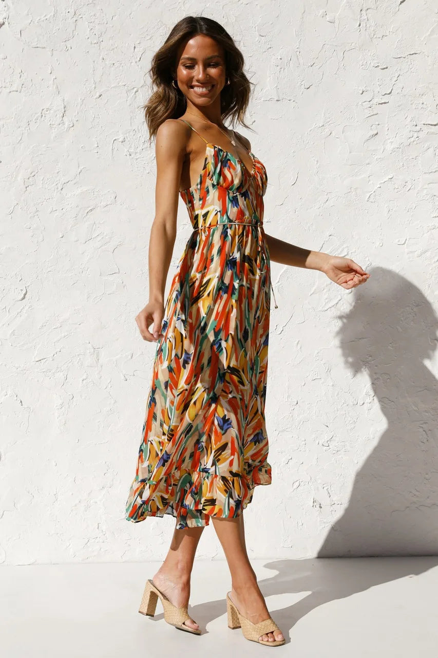 Eye-Graphic Twist-Detail Maxi Dress