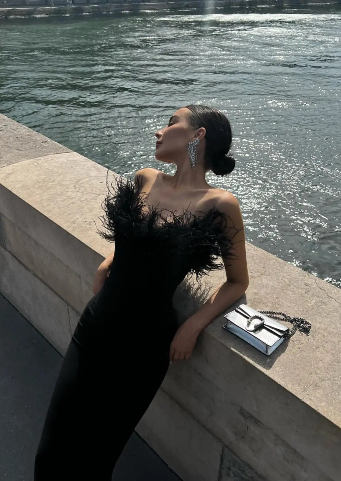 Dress with Feather Details