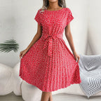 Floral High-Rise Dress with Pleat Details