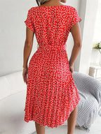 Floral High-Rise Dress with Pleat Details