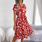 Floral High-Rise Dress with Pleat Details
