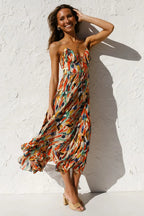 Eye-Graphic Twist-Detail Maxi Dress