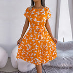 Floral High-Rise Dress with Pleat Details