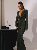 Glitter Dress with a V-Neck