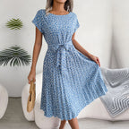 Floral High-Rise Dress with Pleat Details
