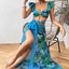 One Shoulder Ruffle Cover Up Two Piece Set blue1 / S