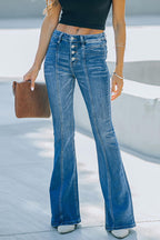High-Rise Jeans with a Single-Breasted Front