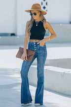 High-Rise Jeans with a Single-Breasted Front