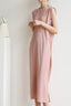 Ruched Sleeveless Midi Dress with Lace-Up Details