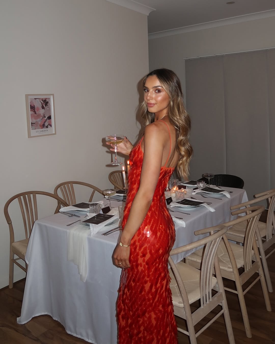 Plunging-V Mermaid Maxi Dress with Sequin Detail