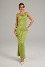 Cowl-Neck Dress with an Open Back
