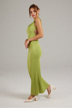 Cowl-Neck Dress with an Open Back