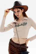 Printed Lapel-Collar Top