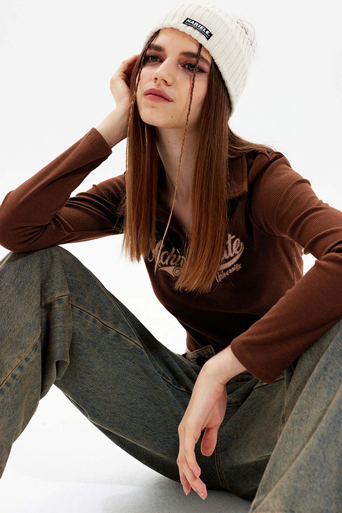 Printed Lapel-Collar Top