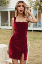 Suede Dress with a Split Detail