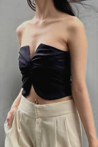 Strapless Cropped Twist-Detail Crop Top