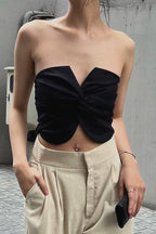 Strapless Cropped Twist-Detail Crop Top