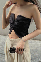 Strapless Cropped Twist-Detail Crop Top