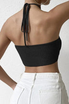 Ribbed Cropped Crop Top with a Halter Neck
