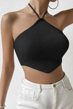 Ribbed Cropped Crop Top with a Halter Neck