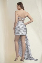 White Bodycon Strapless Mesh Mini Dress