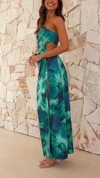 Cutout Asymmetric Slit-Detail Maxi Dress