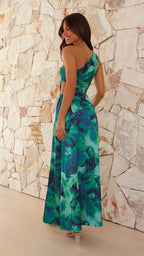 Cutout Asymmetric Slit-Detail Maxi Dress