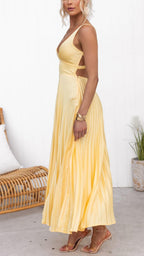 V-Neck Maxi Dress with Pleat Details
