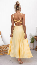 V-Neck Maxi Dress with Pleat Details