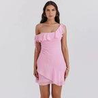Ruffles Elegant A-line Vacation Dress vacationdress-250223