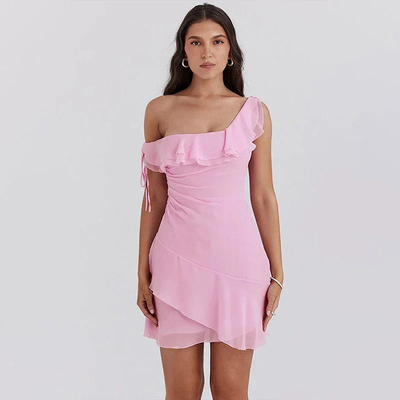Ruffles Elegant A-line Vacation Dress vacationdress-250223
