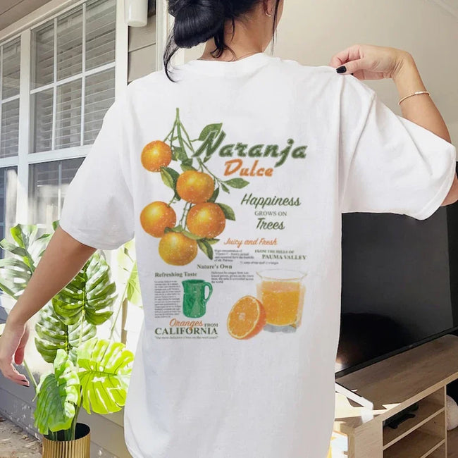 Orange Citrus Vintage Back Print T-shirt WHITE / S t-shirt-250223 Main image