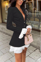V-Neck Ruffled Two-Piece Set