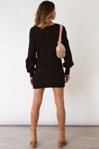 Knit Twist-Detail Mini Dress with a V-Neck
