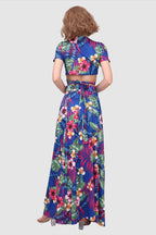 Botanical-Print Two-Piece Set with a V-Neck