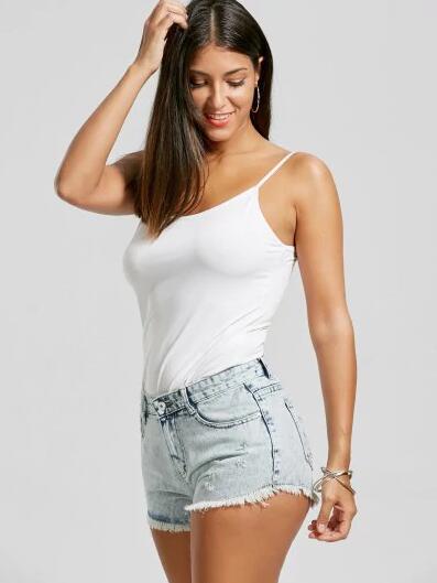 Denim Shorts with Raw-Edge Detail