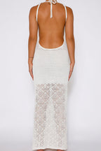 White Crochet Tank Dress with Cutout Details