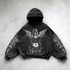 Distress Y2K Gothic Skull Hoodie black9 / S