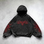 Distress Y2K Gothic Skull Hoodie black8 / S