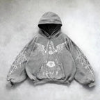 Distress Y2K Gothic Skull Hoodie white1 / S