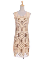 Sequined Ribbon-Detail Sleeveless Dress